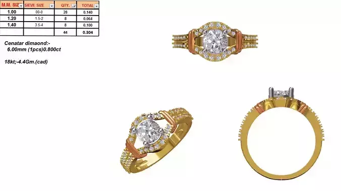 Gold Side Stone Ring With Diamonds 1