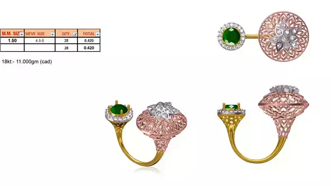 Luxurious Ring With Diamonds And Emerald