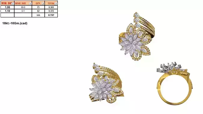 Spiral Flower Shaped Ring With Diamonds