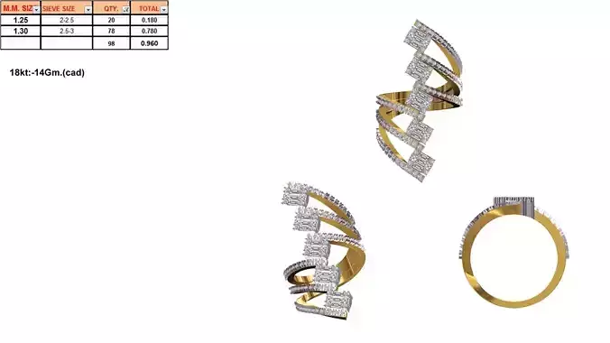 Spiral Gold Ring With Diamonds 54