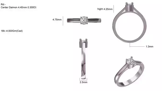 Silver Engagement Ring With Diamonds 155