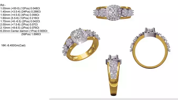 Squircle Shaped Gold Ring With Diamonds 4