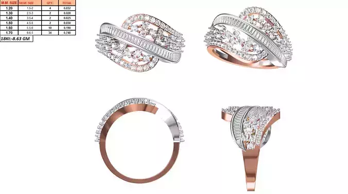 Swirl Rose Gold Ring With Diamonds