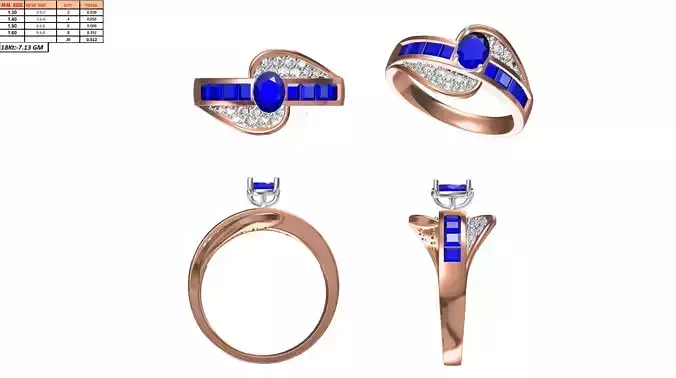 Rose Gold Ring With Sapphire