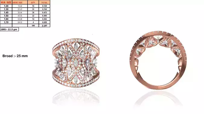 Wide Rose Gold Ring With Diamonds 1