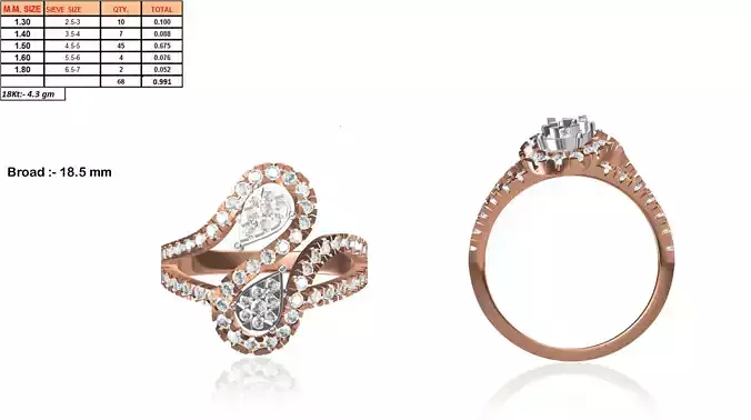 Swirl Rose Gold Ring With Diamonds 1