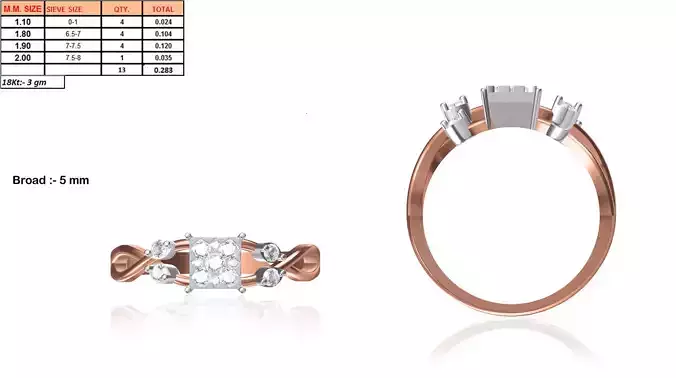 Rose Gold Ring With Diamonds 9