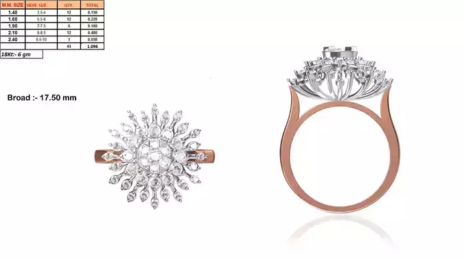 Large Flower Shaped Rose Gold Ring With Diamonds 2