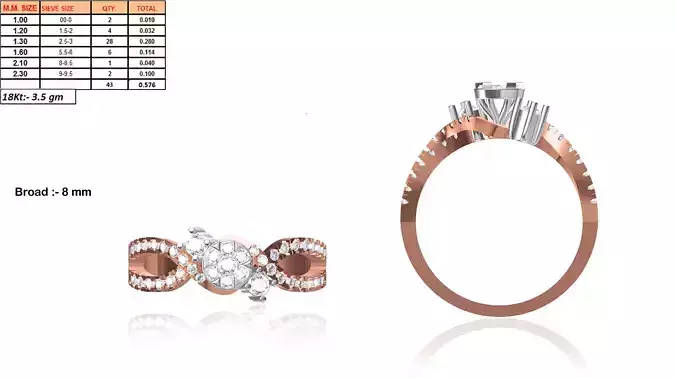 Rose Gold Petal Ring With Diamonds