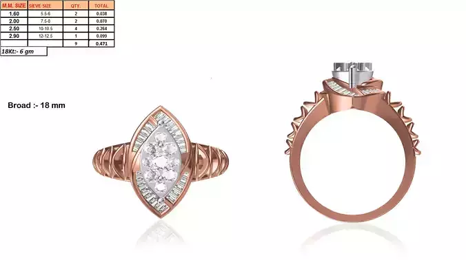 Marquise Shaped Rose Gold Ring With Diamonds 2
