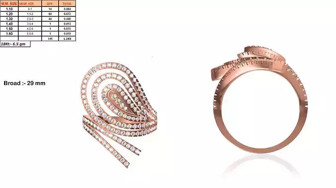 Spiral Loop Rose Gold Ring With Diamonds