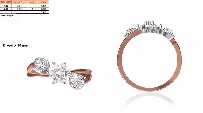 Floral Rose Gold Ring With Diamonds