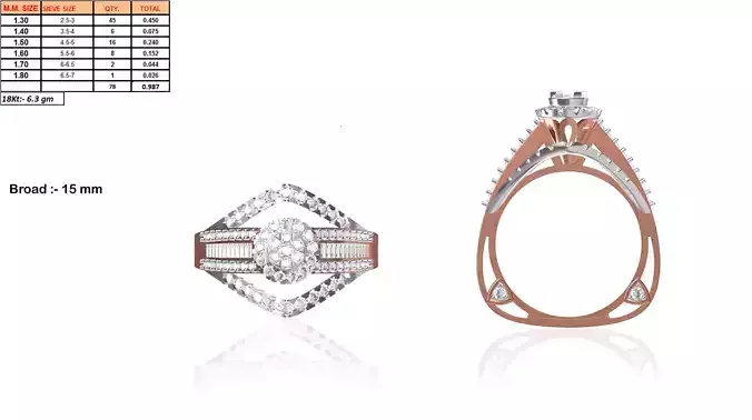 Round Rose Gold Ring With Diamonds