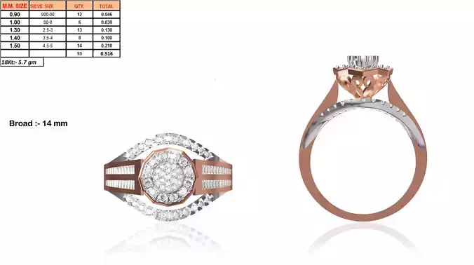 Round Rose Gold Ring With Diamonds 1