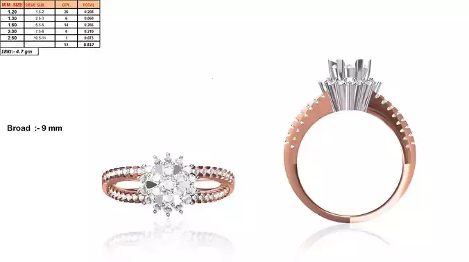 Flower Shaped Rose Gold Ring With Diamonds 1