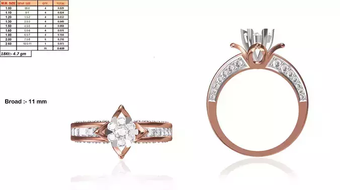 Flower Shaped Rose Gold Ring With Diamonds 2