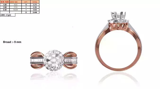 Round Rose Gold Ring With Diamonds 2