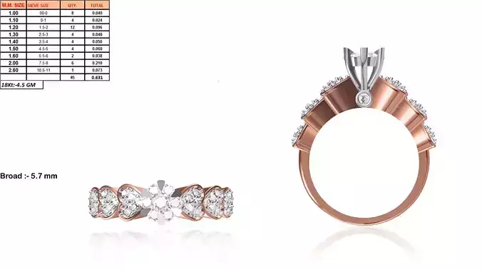 Heart Design Rose Gold Ring With Diamonds