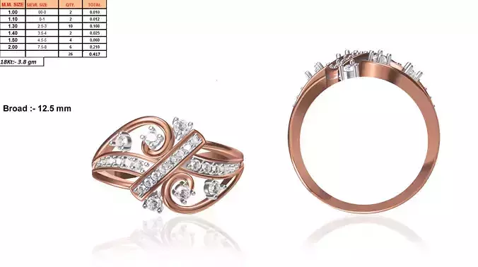 Swirl Rose Gold Ring With Diamonds 3