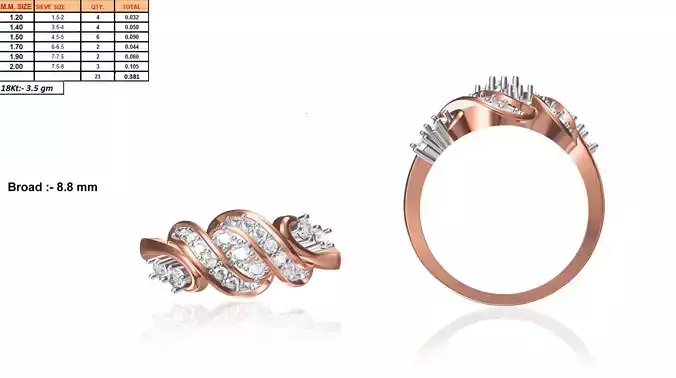 Spiral Rose Gold Ring With Diamonds 6