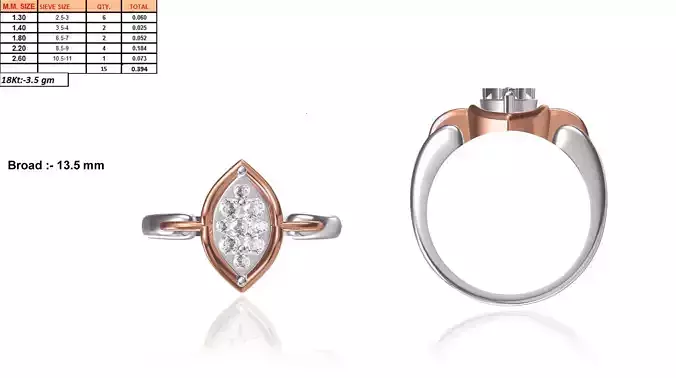 Marquise Shaped Rose Gold Ring With Diamonds 3