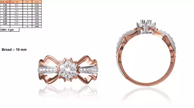 Flower Shaped Rose Gold Ring With Diamonds 3