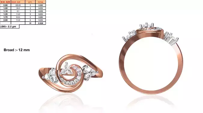 Spiral Rose Gold Ring With Diamonds 7