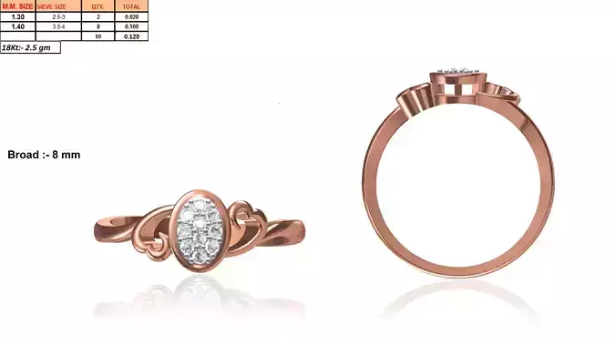 Oval Shaped Rose Gold Ring With Diamonds