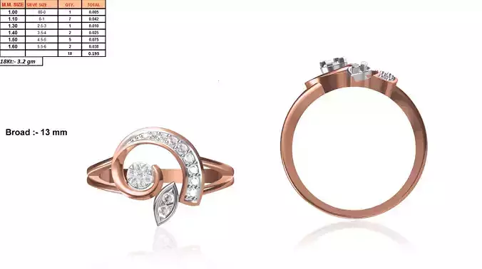 Spiral Rose Gold Ring With Diamonds 8