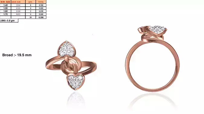 Heart Shaped Gold Ring With Diamonds 10