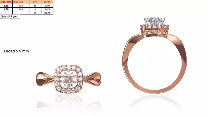 Squircle Shaped Rose Gold Ring With Diamonds
