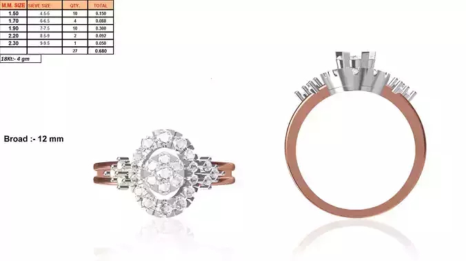 Oval Shaped Rose Gold Ring With Diamonds 1