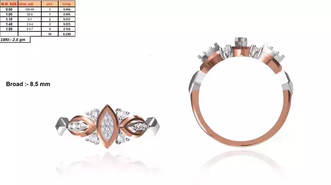 Marquise Shaped Rose Gold Ring With Diamonds 4