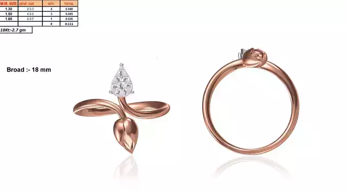 Spiral Floral Rose Gold Ring With Diamonds 5