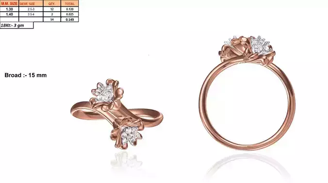 Spiral Floral Rose Gold Ring With Diamonds 6