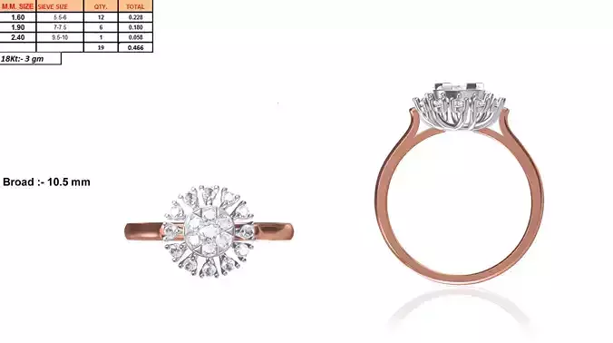 Flower Shaped Rose Gold Ring With Diamonds 8