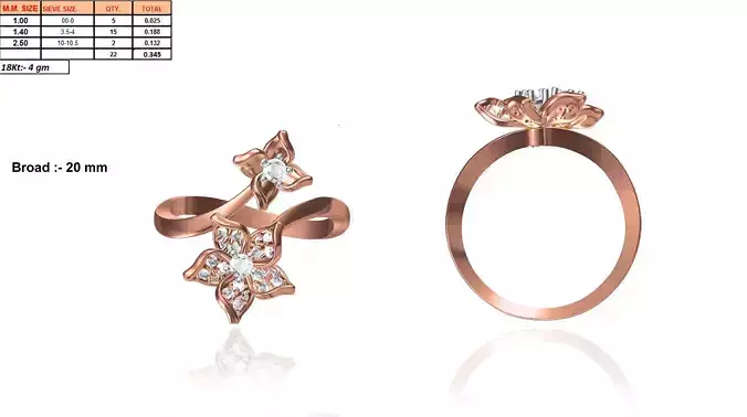 Flower Shaped Spiral Ring With Diamonds 1