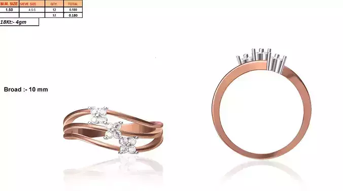Swirl Rose Gold Ring With Diamonds 6