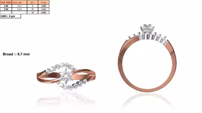 Swirl Rose Gold Ring With Diamonds 7