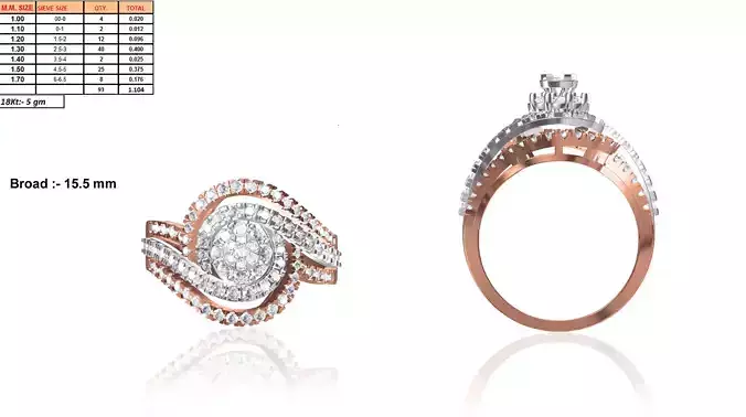 Spiral Loop Rose Gold Ring With Diamonds 2