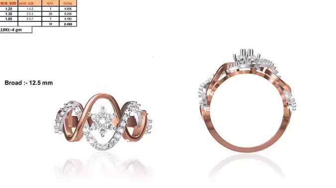 Twisred Rose Gold Ring With Diamonds
