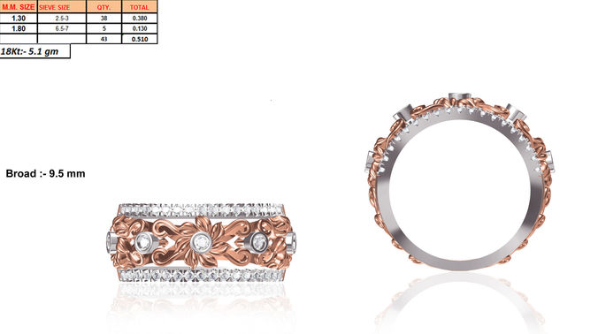 Floral Ring With Diamonds 3 3D print model