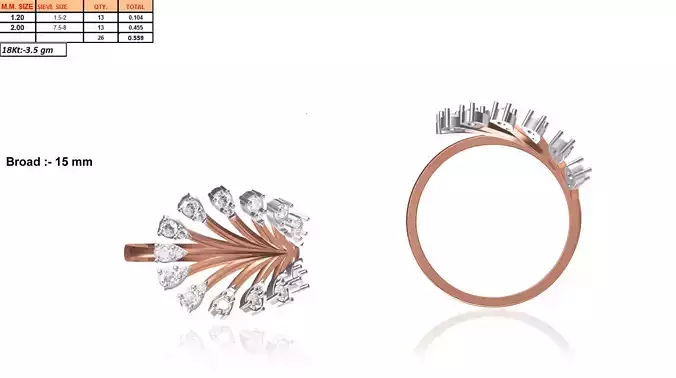 Rose Gold Floral Ring With Diamonds