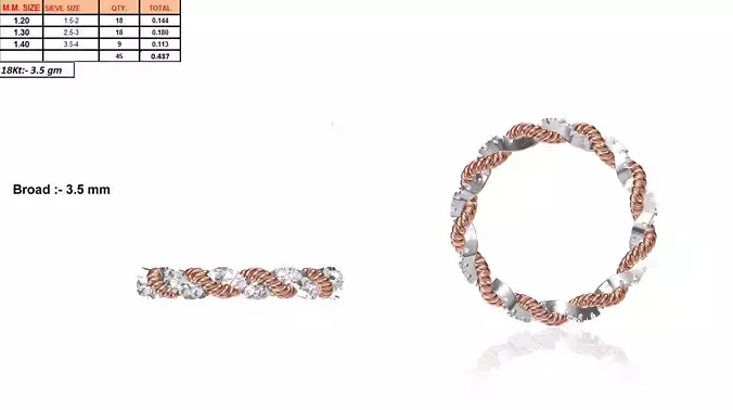 Twisted Multi Metal Ring With Diamonds