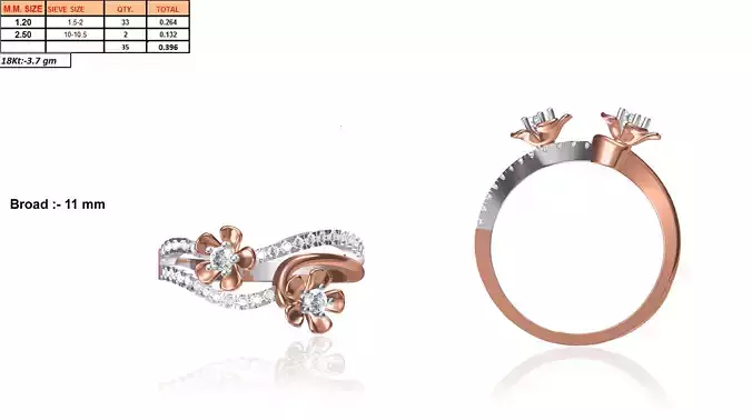 Swirl Floral Rose Gold Ring With Diamonds