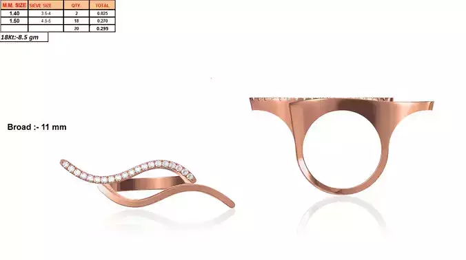 Swirl Rose Gold Ring With Diamonds 9