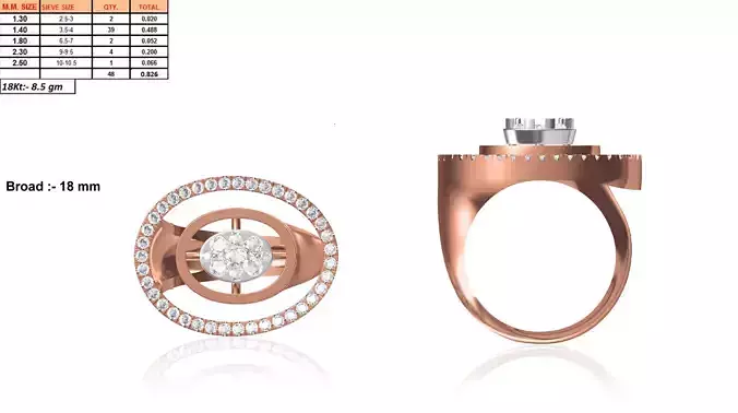 Oval Shaped Rose Gold Ring With Diamonds 2