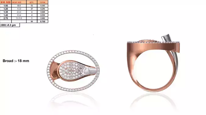 Oval Shaped Rose Gold Ring With Diamonds 3
