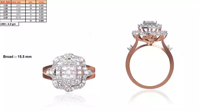 Flower Shaped Rose Gold Ring With Diamonds 13