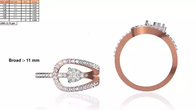 Rose Gold Loop Ring With Diamonds